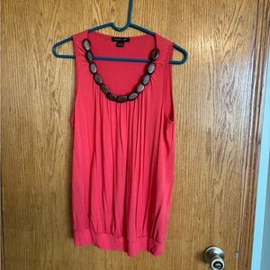 August Silk Red Top with Wooden Beads